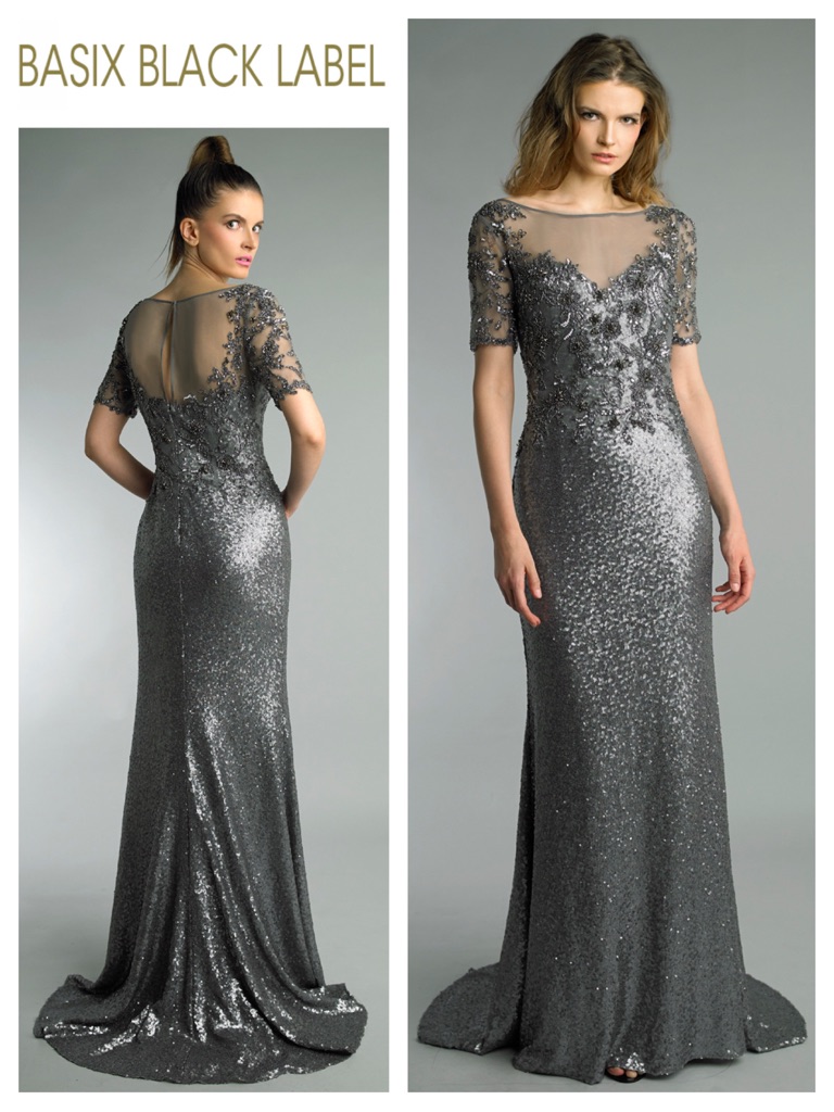 Basix Black Label Illusion Sequin Gown